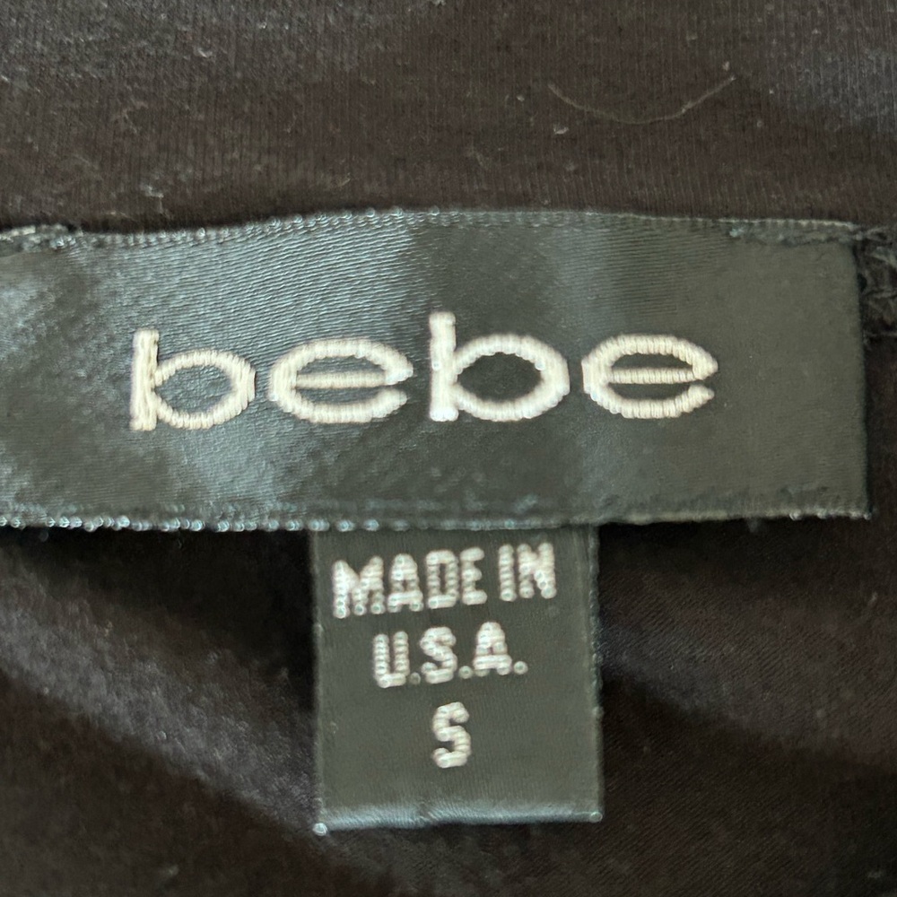 Vintage Y2K Black Bebe Baby Tee Rhinestones Bling - Picture 3 of 4